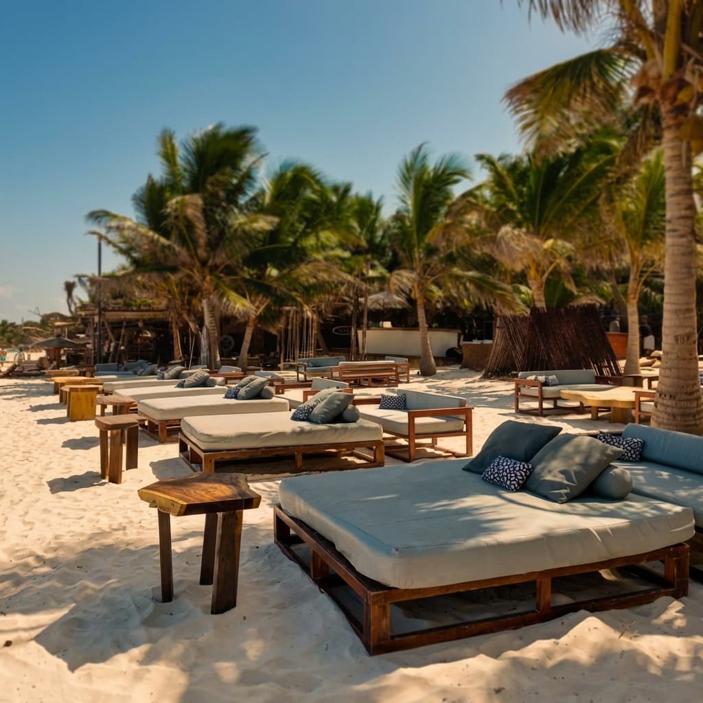 Luxury beach club in the Caribbean