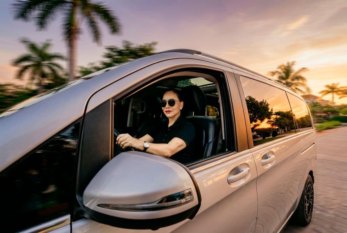 Abigail at the wheel